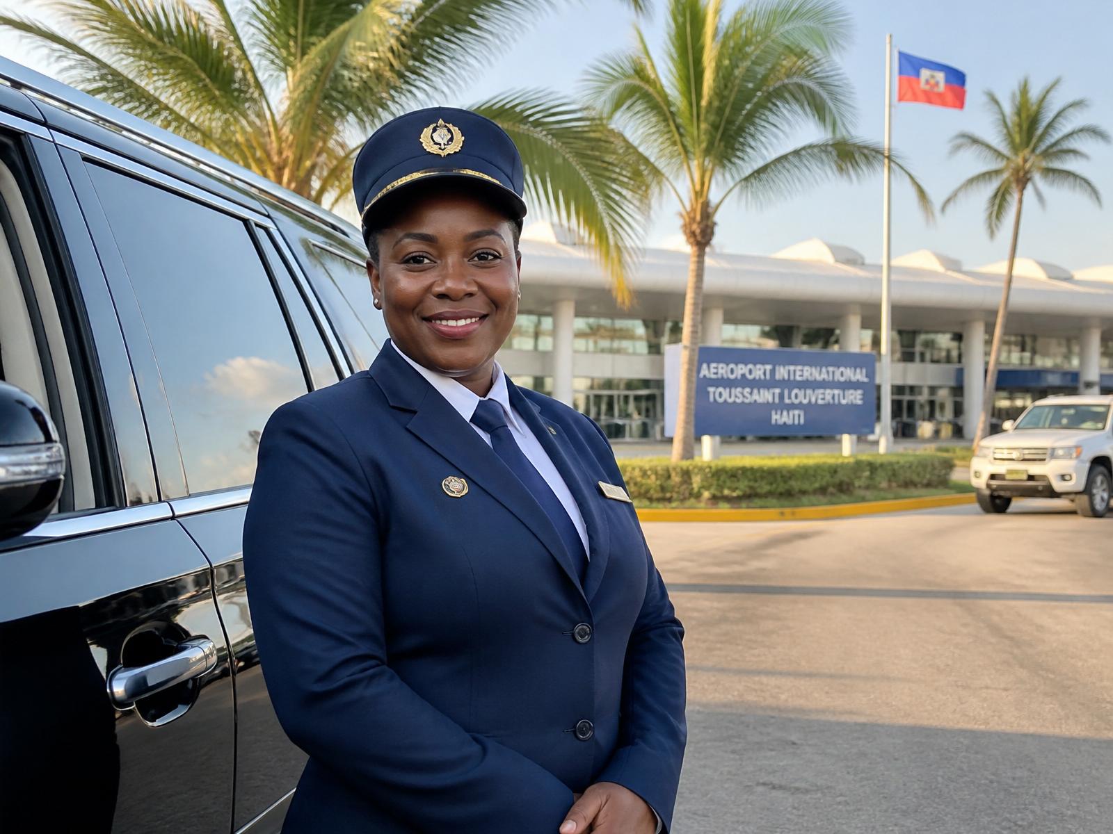 Professional AyitiRide driver at the airport